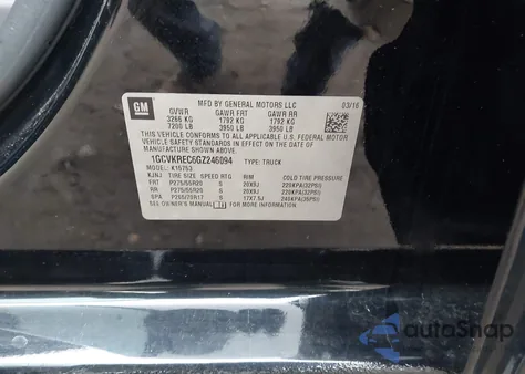 2016 Chevrolet Silverado 1500 2Lt z USA, uszkodzony, nr VIN 1GCVKREC6GZ246094